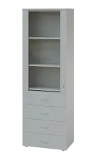 LE - 64 skříň léková prosklená, levá, šedá